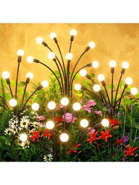 Outdoor Solar Lights (8 Pack, 64 LEDs) Waterproof Garden Decor, Firefly Mode